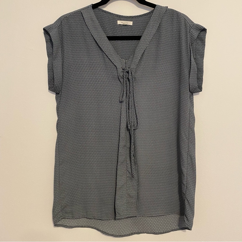 Pleione Blue/Gray Patterned Work Blouse